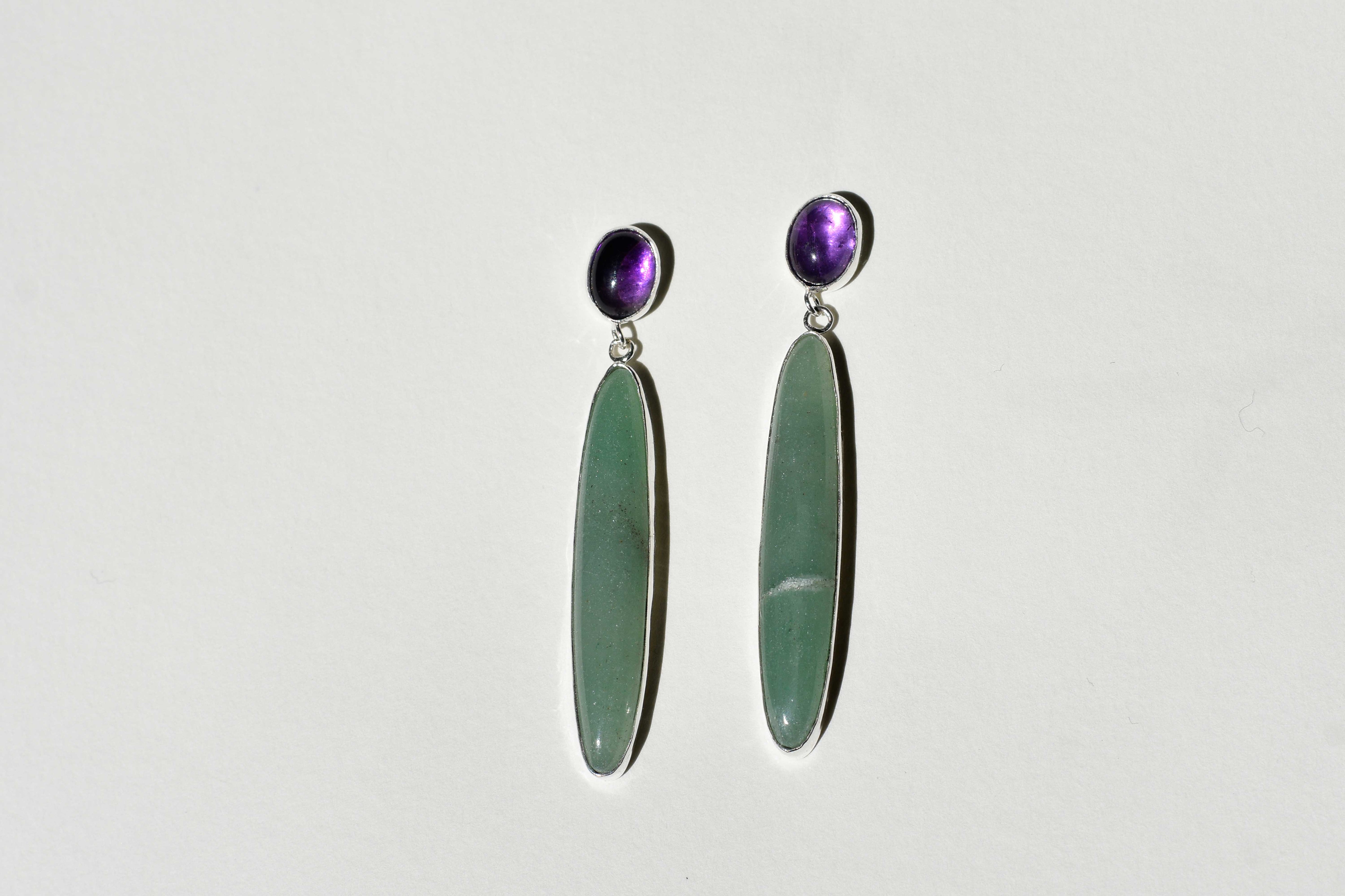 Green Aventurine and Amethyst Earrings