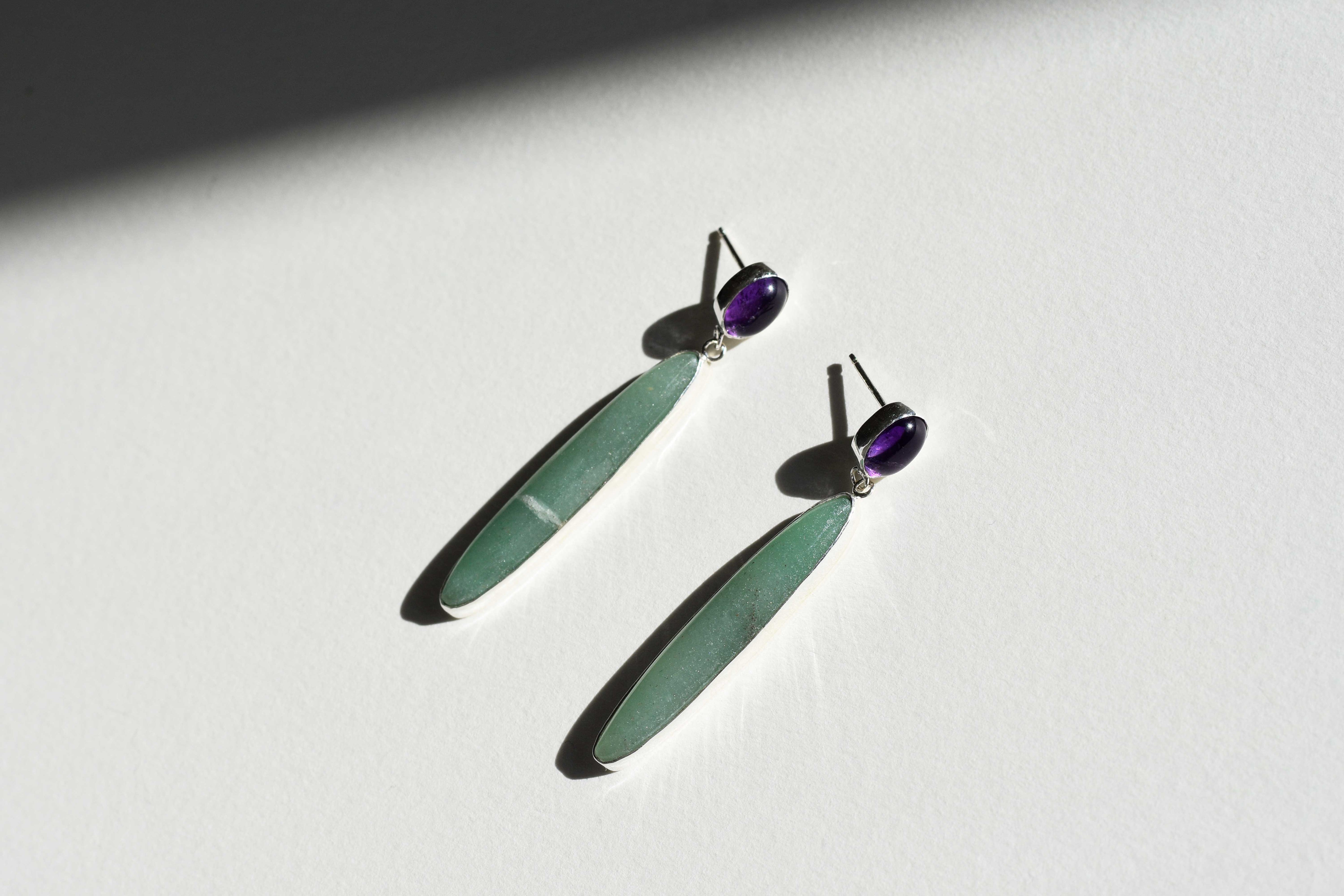 Green Aventurine and Amethyst Earrings